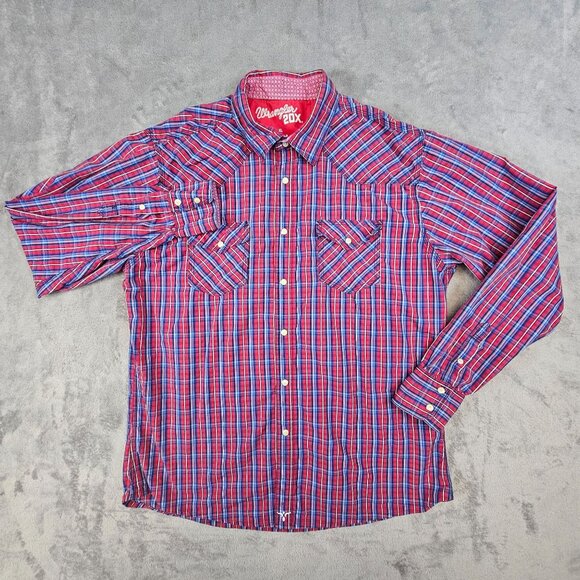 Wrangler 20X Shirt Men's XL Multicolor Plaid Pearl Snap Cowboy Western Rodeo - Picture 5 of 12
